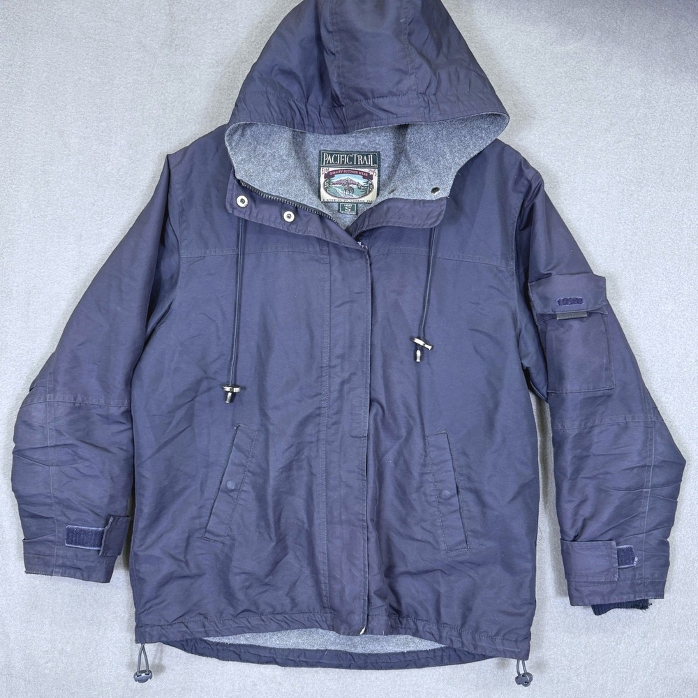 Vintage Pacific Trail Jacket Men S Navy Blue Fleece Lined Hooded Outdoor Parka